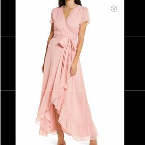 The Natasha Metallic Chiffon Wrap Gown